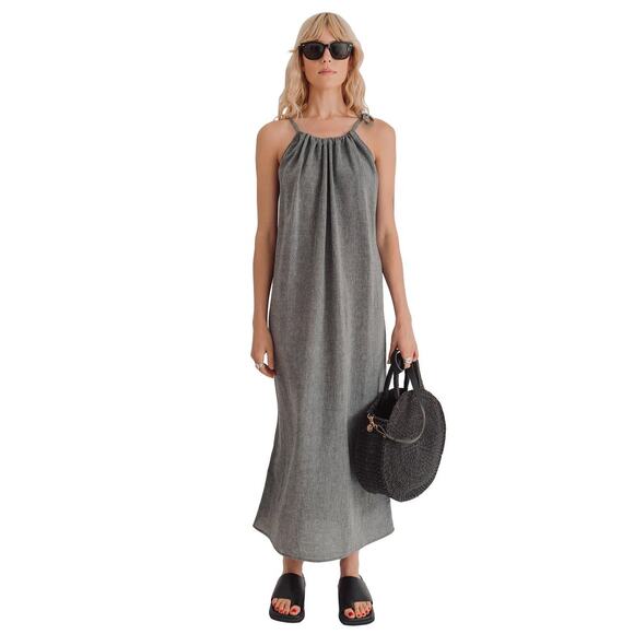 loom.ist Sile Halter Dress 100% organic cotton Gray/Charcoal color Maxi Dress - Picture 1 of 10